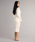 Cozy Allure Long Sleeve Slit Midi Dress