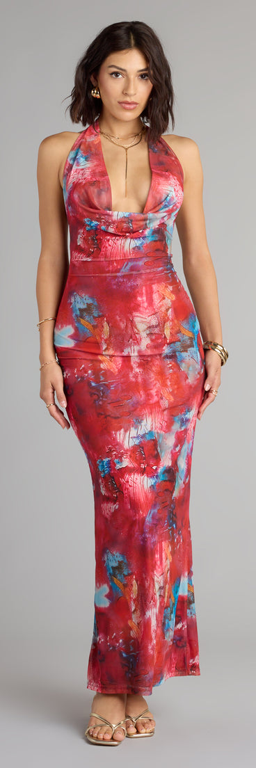 The Boldly Chic Abstract Cowl Neck Maxi Dress is your new go-to Windsor dress—effortless, versatile, and made to update your fall style in seconds.