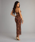 High Drama Abstract Mesh Maxi Dress