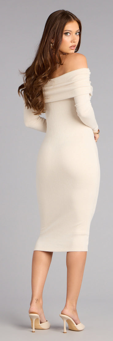 Minimal Drama Off-The-Shoulder Midi Dress
