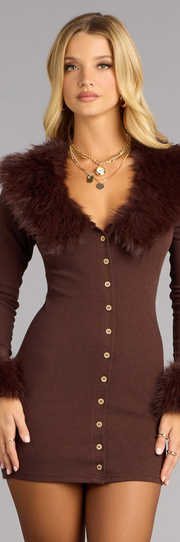Luxe Moments Removable Faux Fur Mini Dress