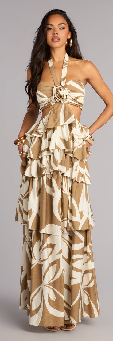 Postcard Pretty Halter Cutout Maxi Dress in Ivory | Size: L | Woven Fabric | Windsor Postcard Pretty Halter Cutout Maxi Dress in Ivory | Size: L | Woven Fabric | Windsor