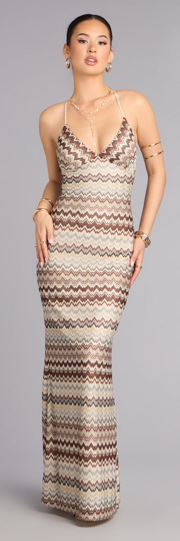 Sunset Plans Chevron Crochet Maxi Dress
