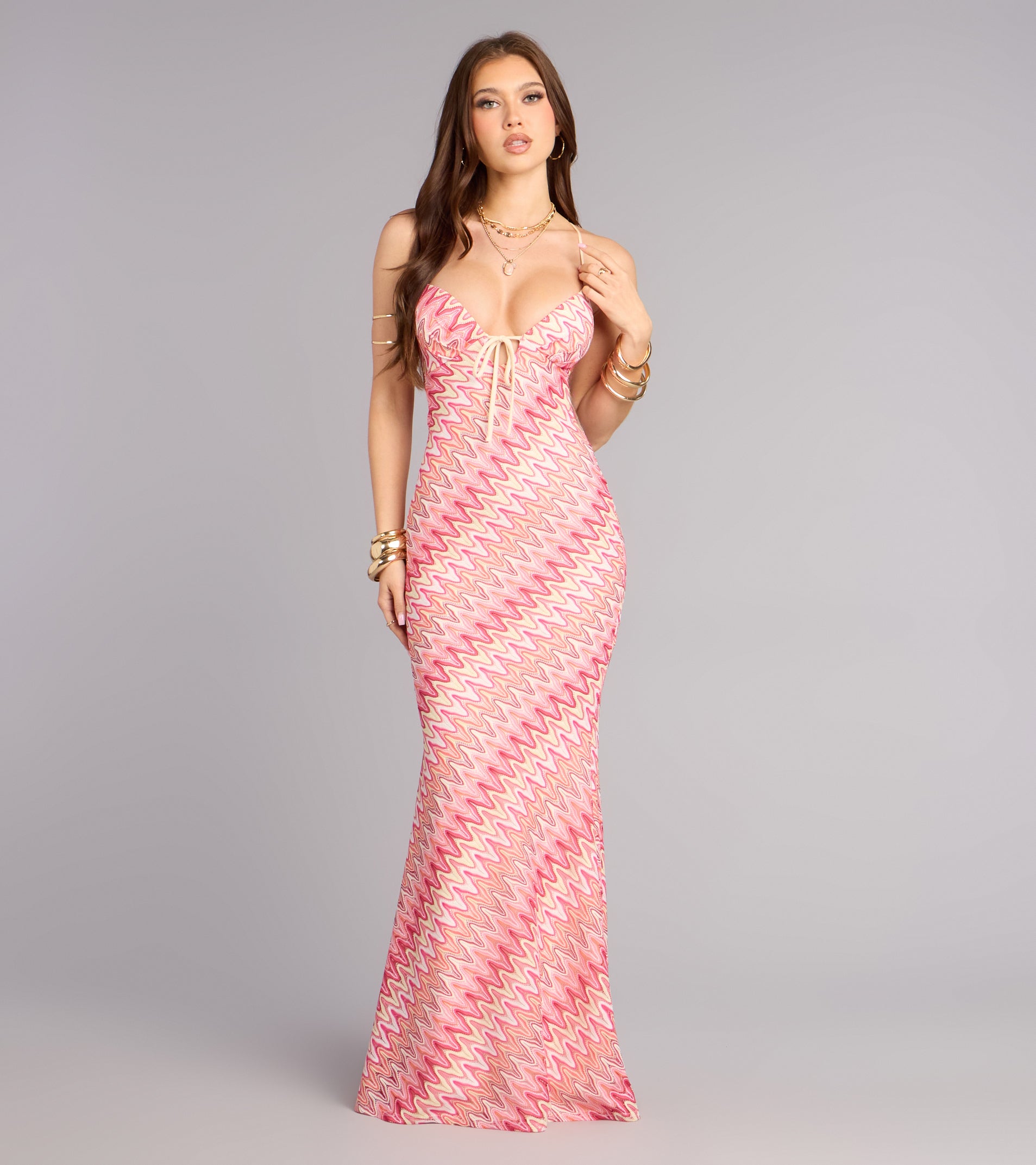 Sunset Swirl Lace-Up Maxi Dress | Windsor