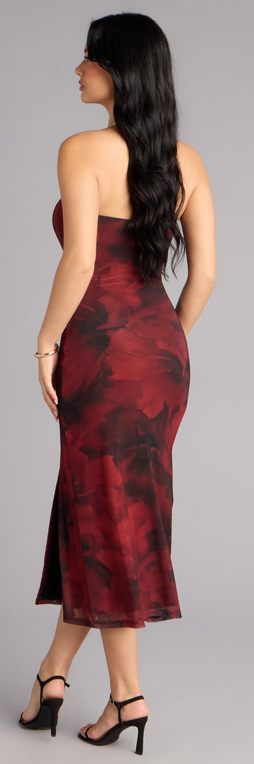Written In Roses Strapless Midi Dress