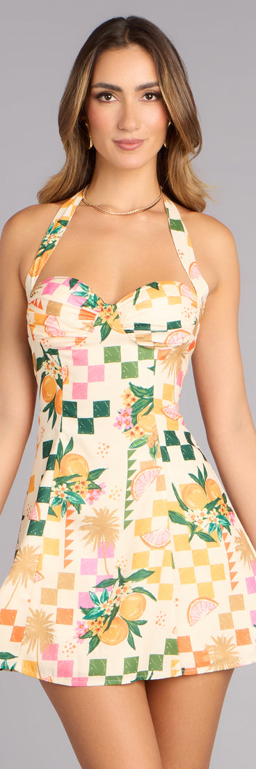 Refresh your look with a skater dress like the Amalfi Mood Halter Skater Dress in ivory, featuring a fit-and-flare silhouette and playful detail for any occasion.