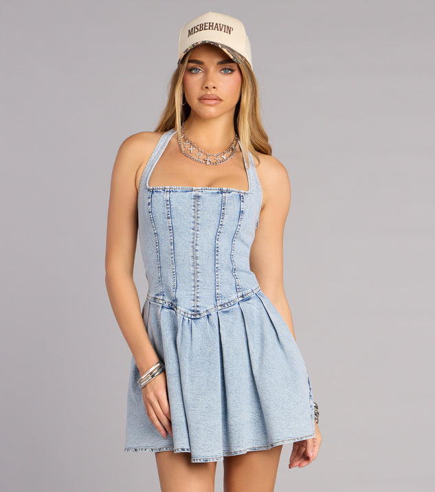 denim skater dress Adore Denim Skater Dress – Outfit Made main image 1