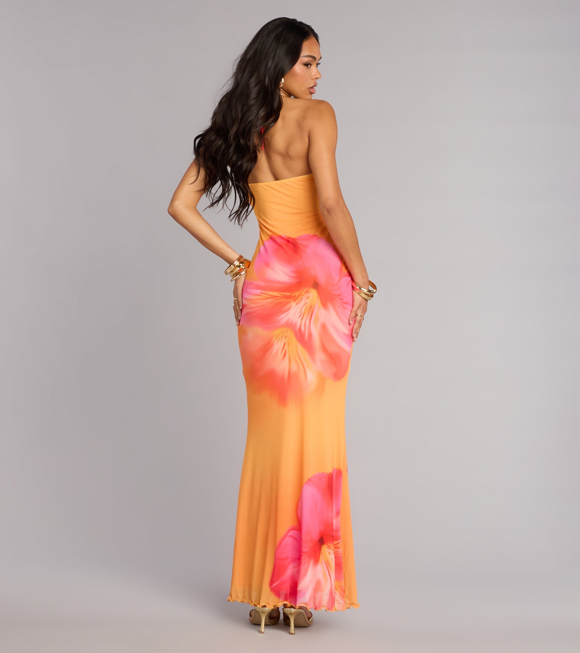 Getaway Mood Tropical Floral Halter Maxi Dress | Windsor