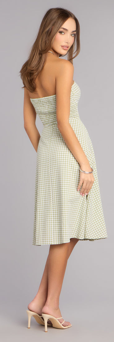 Sunny Day Cutie Gingham Midi Dress