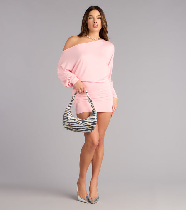 classics lover off the shoulder satin a line mini dress All Yours Off-Shoulder Mini Dress