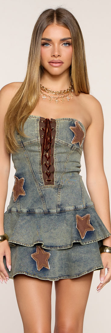 Starstruck Denim Corset Skater Dress