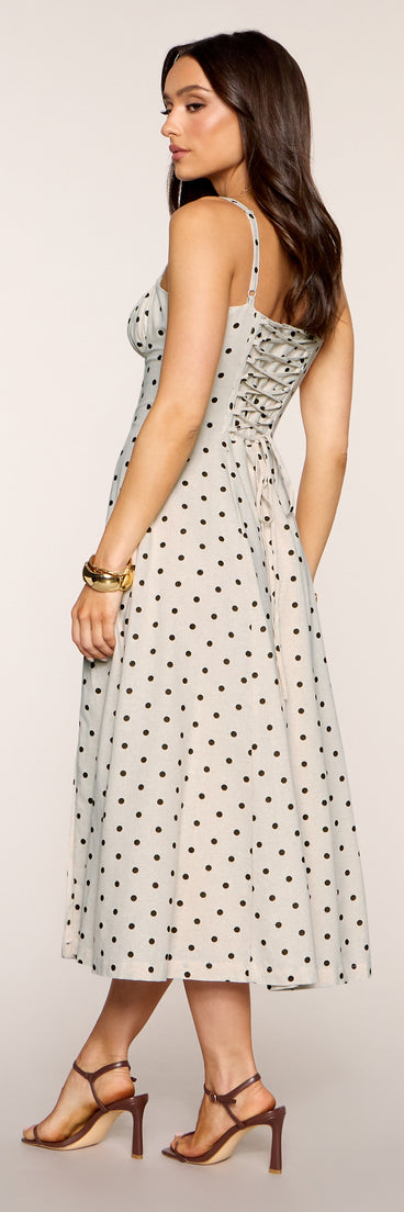 Café Date Polka Dot Midi Dress