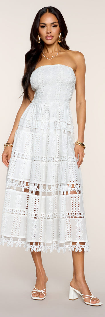 Lovely Day Eyelet A-Line Midi Dress | Windsor Lovely Day Eyelet A-Line Midi Dress | Windsor