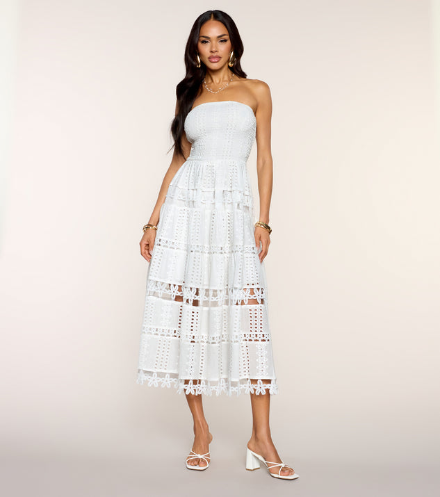 Lovely Day Eyelet A-Line Midi Dress