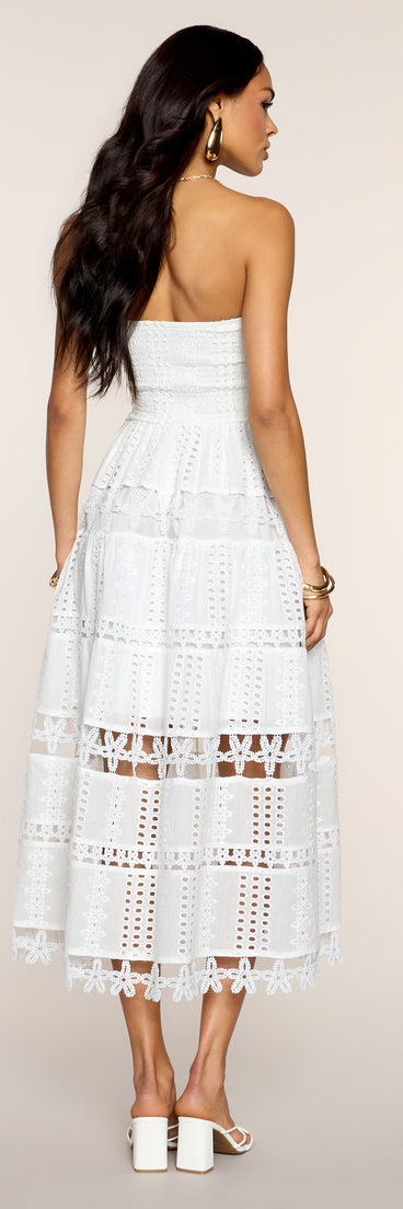 Lovely Day Eyelet A-Line Midi Dress