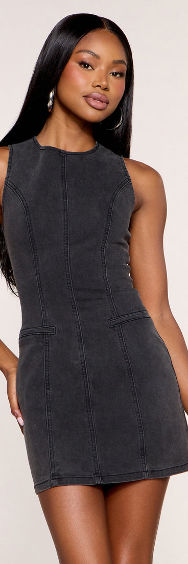 Clean Cut Sleeveless Denim Mini Dress