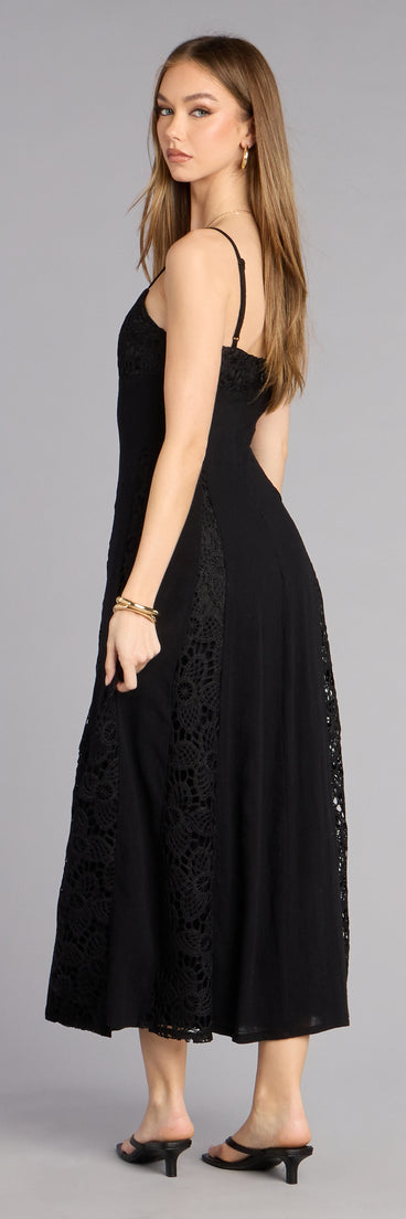 Soft Spoken Statement Linen V Neck Maxi Dress in Black | Size: M | Windsor Soft Spoken Statement Linen V Neck Maxi Dress in Black | Size: M | Windsor