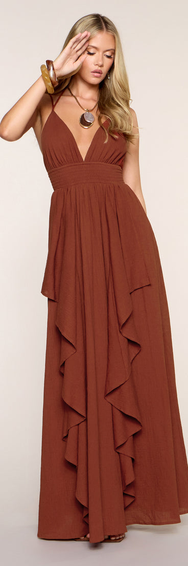 Just Like A Dream Strappy Back Ruffled Maxi Dress