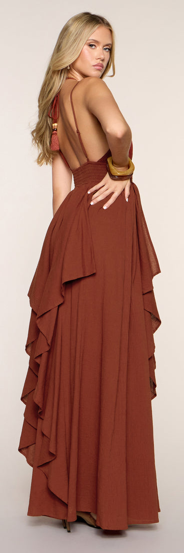 Just Like A Dream Strappy Back Ruffled Maxi Dress