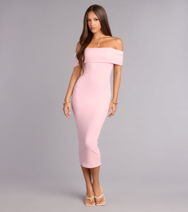 off the shoulder midi bodycon dress Bare Mood 2000-2500 hugging silhouette designed to Xscape Plus Size 3/4 Asos Size:US M