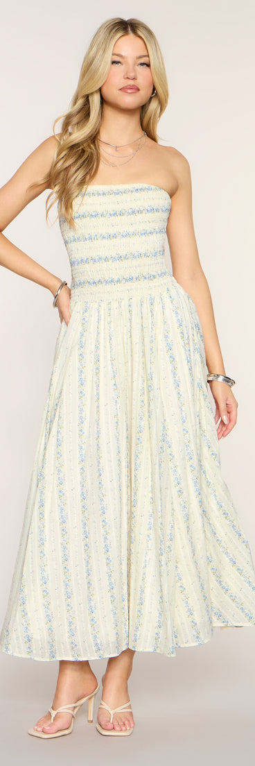 Sunday In Bloom Strapless Midi Dress