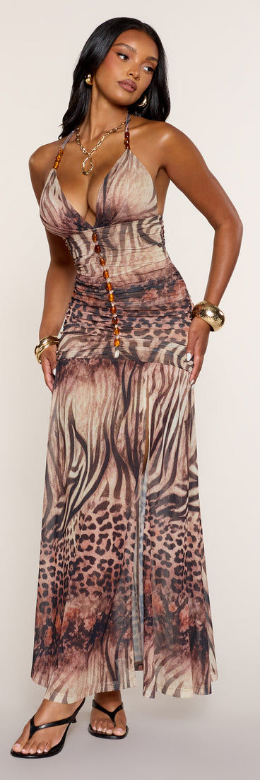 Mixed Instinct Animal Print Maxi Dress
