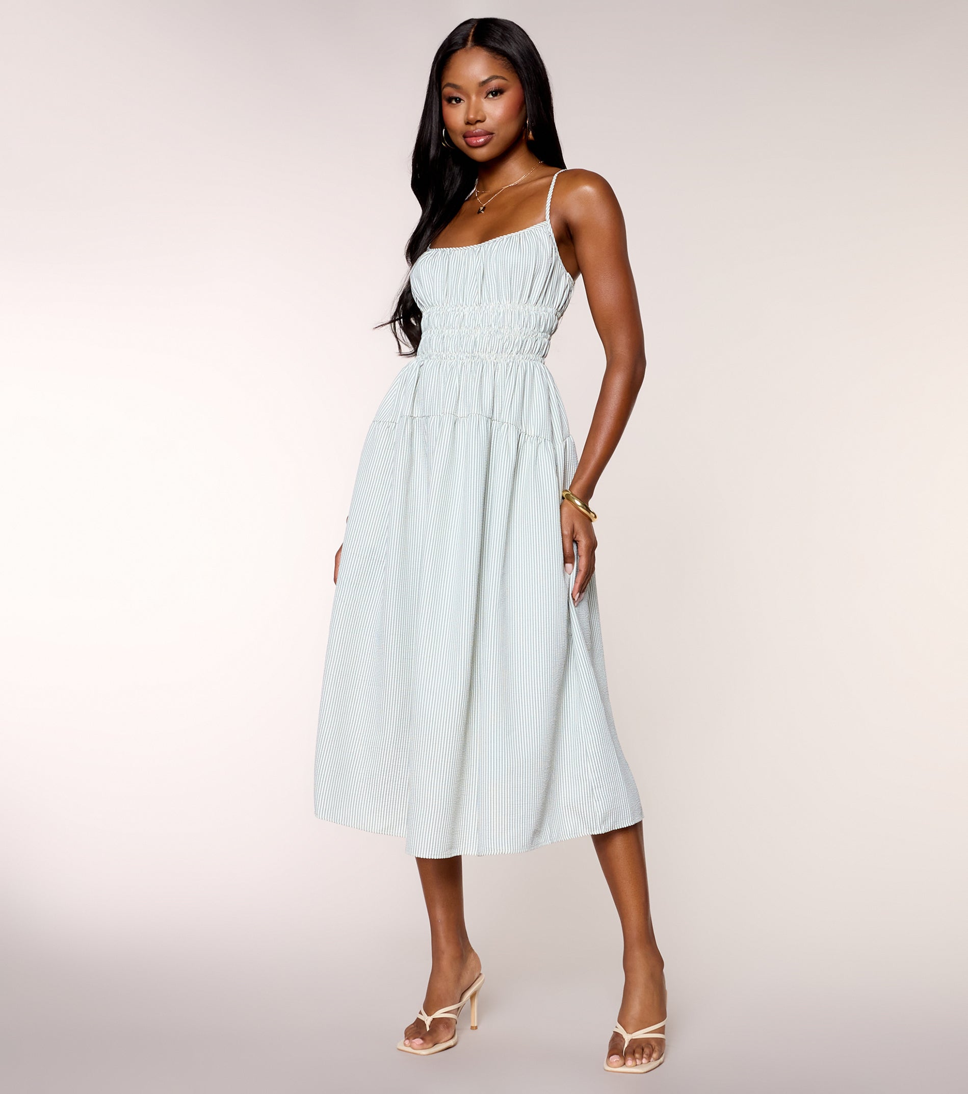Effortless Plans Striped A-Line Midi Dress | Windsor
