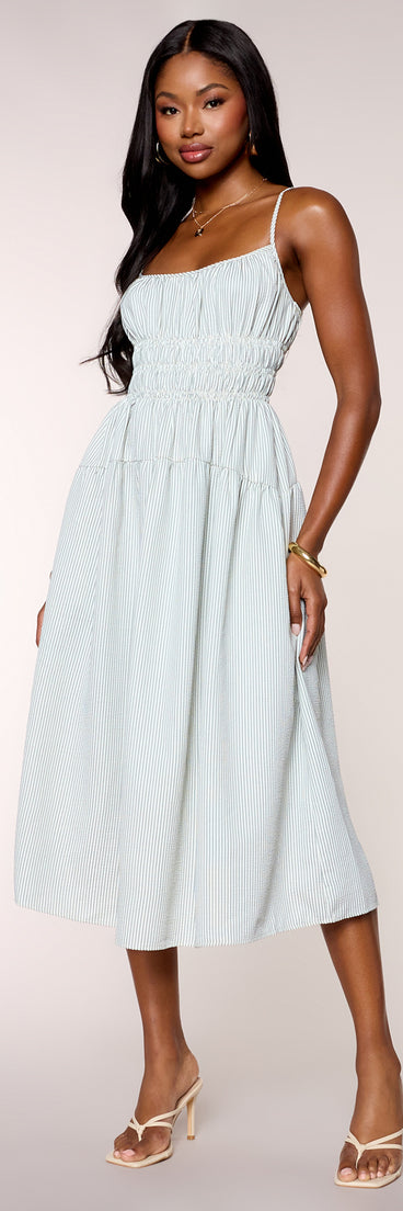 Effortless Plans Striped A-Line Midi Dress