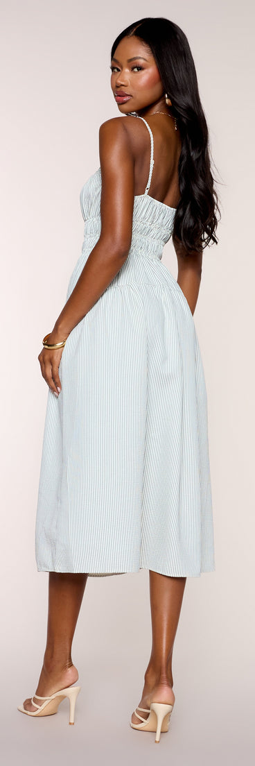 Effortless Plans Striped A-Line Midi Dress