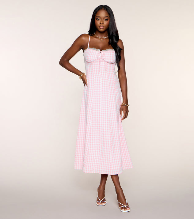 ae sweetheart gingham midi dress Brunch Booked Gingham Print A-Line Midi Dress