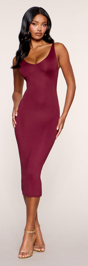 Smooth Moves Scoop Neck Bodycon Midi Dress