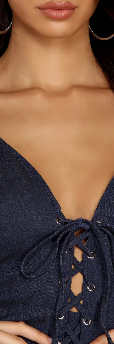 Lattice Status Lace-Up Dress