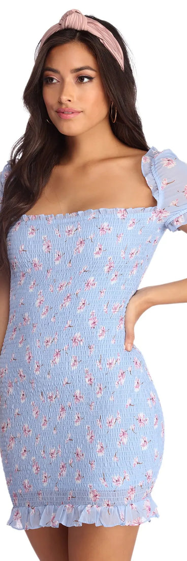 Smocked In Ruffles Mini Dress