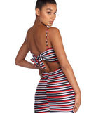 Tie Breaker Striped Mini Dress
