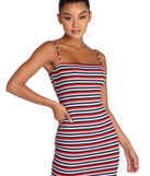 Tie Breaker Striped Mini Dress
