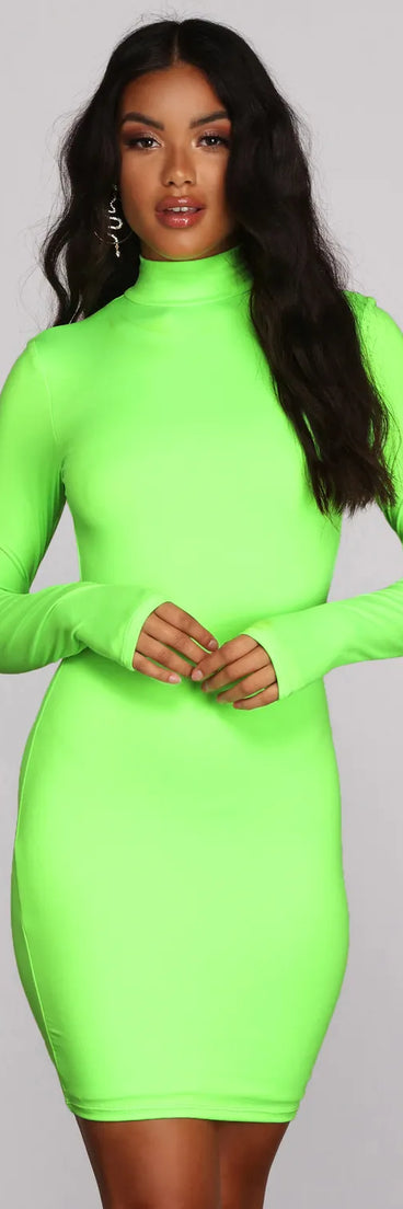 Walk The Mock Neck Mini Dress