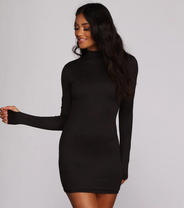 Walk The Mock Neck Mini Dress