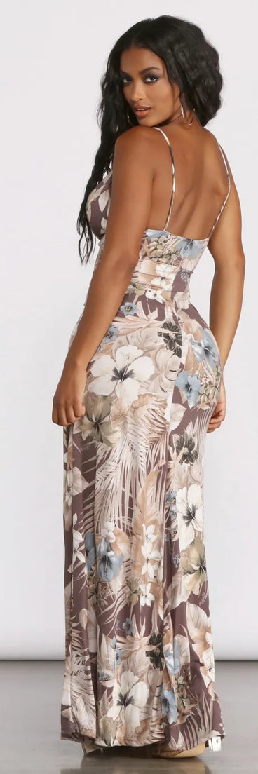 Floral Tropical Surplice Wrap Maxi Dress