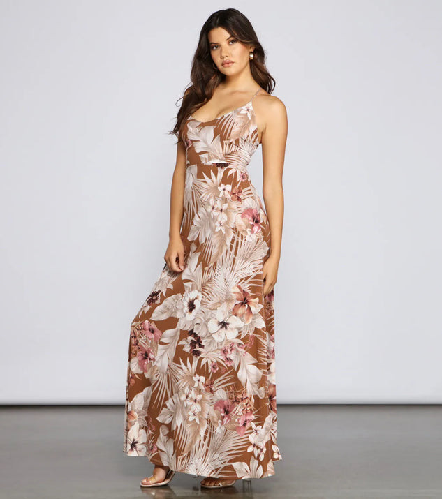 Alluring Tropical Floral Maxi Dress