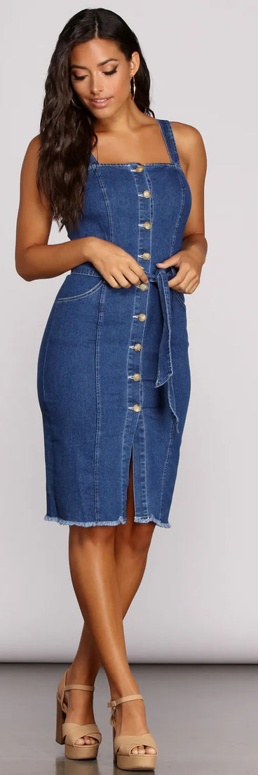 Denim Darling Button Midi Dress