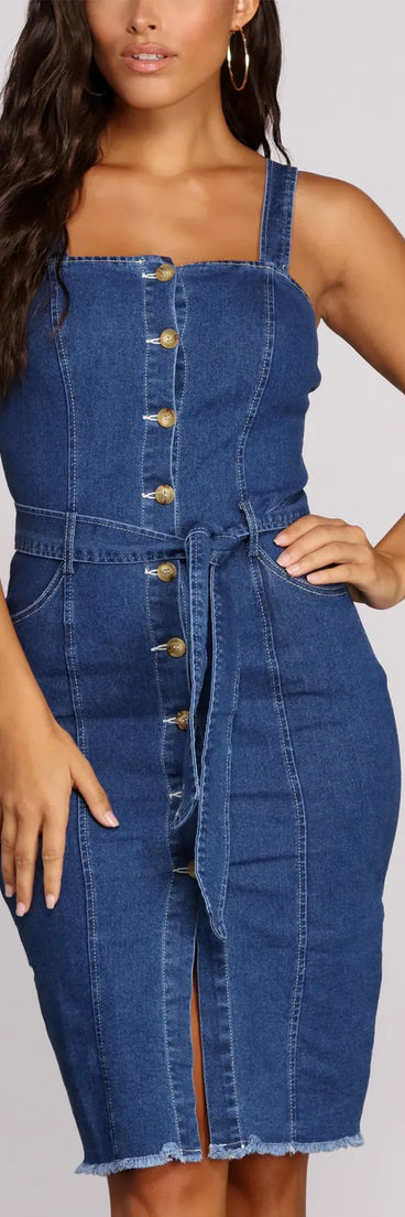 Denim Darling Button Midi Dress