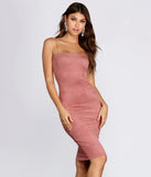 Faux Suede Square Neck Midi Dress