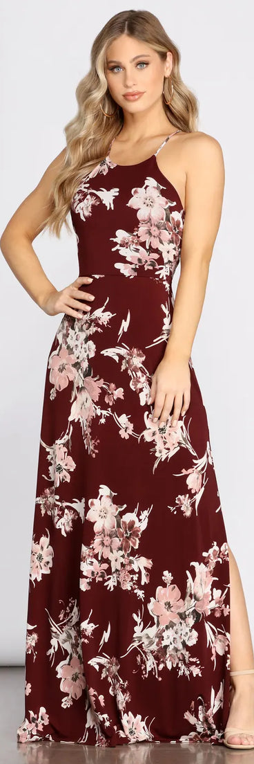 Fine In Florals High Neck Maxi Dress
