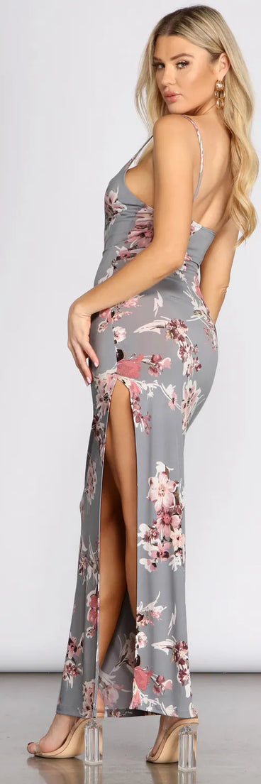 Fresh Blooms Side Slit Maxi Dress