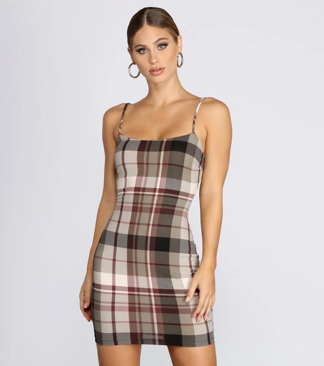 Plaid Knit Mini Dress