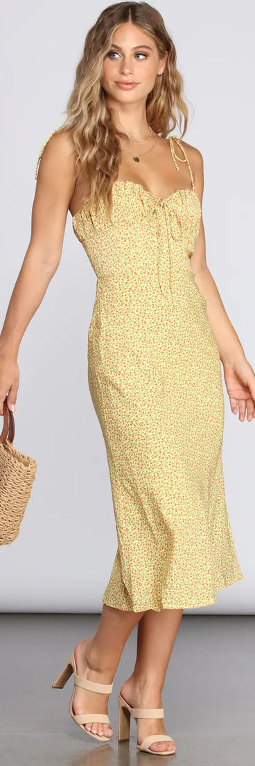 Live It Up In Linen Midi Dress