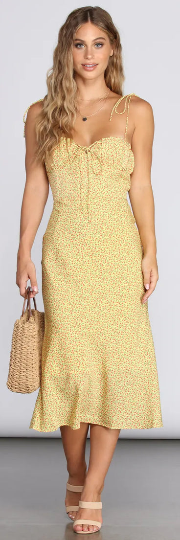 Live It Up In Linen Midi Dress