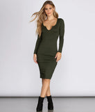 V-Neck Ruched Midi Dress