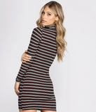 Stripe Right Mock Neck Mini Dress