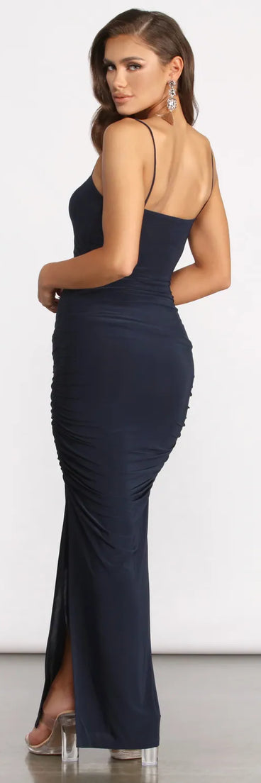On Your Radar Ruched Maxi Dress